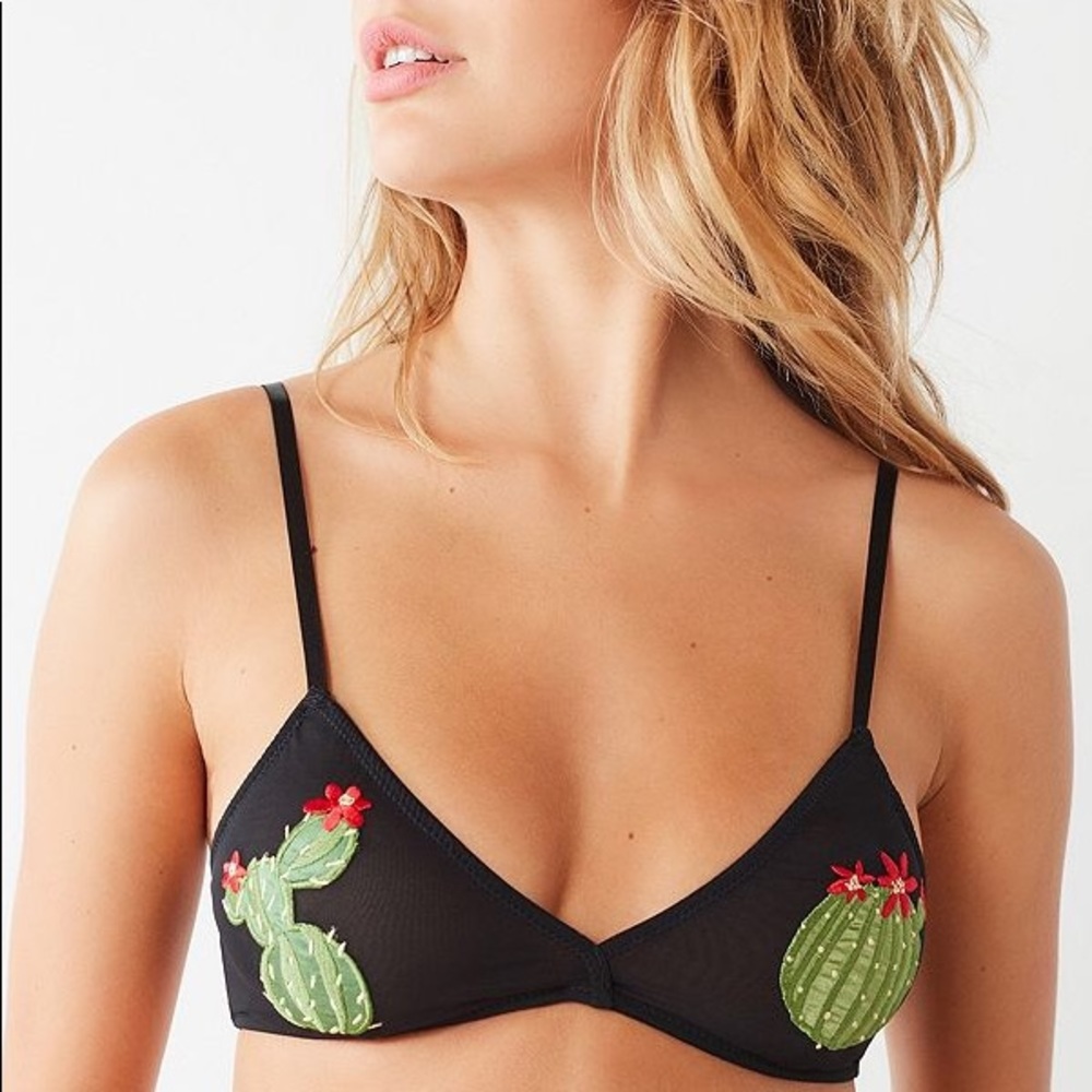 Urban Outfitters Embroidered Cactus Bralette